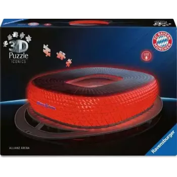 3D Puzzle Ravensburger Iconics Allianz Arena ar apgaismojumu, 216 detaļas