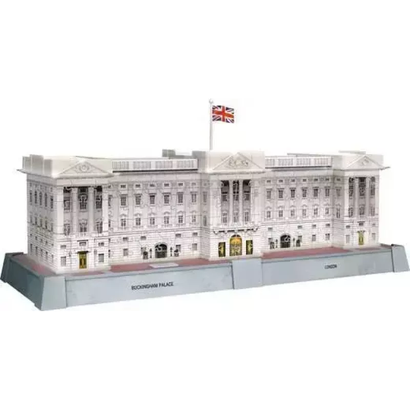 3D puzzle Ravensburger Iconics Buckingham Palace ar gaismu, 216 gab.