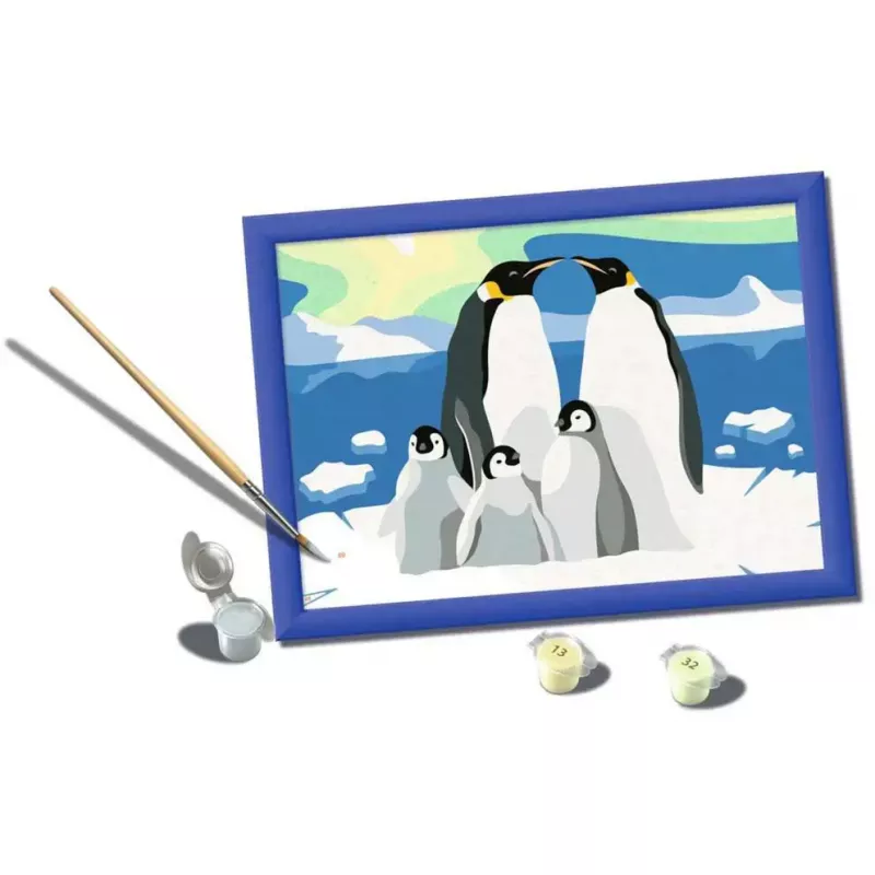 Gleznošanas komplekts Ravensburger CreArt Penguin Family – krāsošana pēc numuriem, modelis 25888