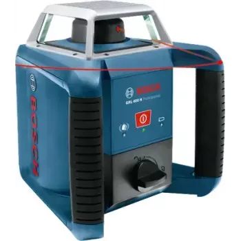Bosch GRL 400 H Professional rotējošā lāzera komplekts, 400 m darbības attālums (ar uztvērēju), sarkanais lāzers, ar LR 1 uztvērēju, BT 152 statīvu un koferi, zils