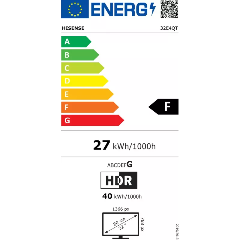 Hisense 32E4QT 81.3 cm (32 collas) HD viedtelevizors Wi-Fi melns