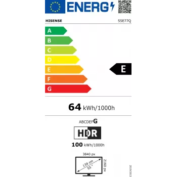 Hisense 55E77Q 139,7 cm (55 collas) 4K Ultra HD Smart TV Wi-Fi Melns