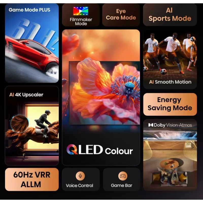 Hisense 58E77Q 147.3 cm (58 collu) 4K Ultra HD Smart TV Wi-Fi melns