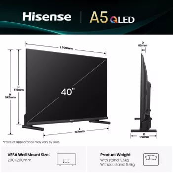 Hisense 40A5Q 101,6 cm (40 collu) Full HD viedais televizors Wi-Fi melns