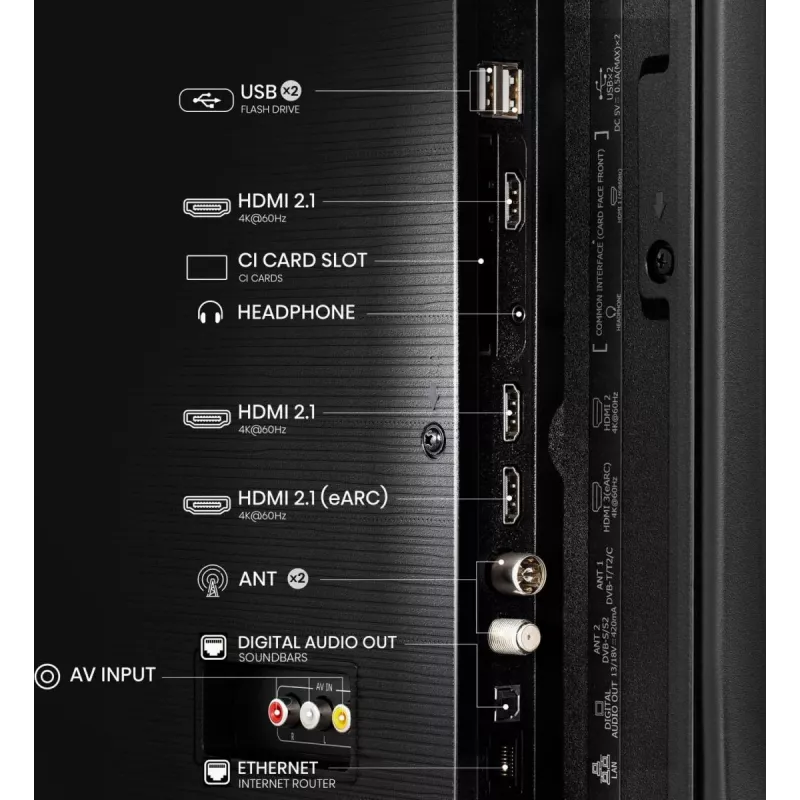 Hisense 50E77Q 127 cm (50 collas) 4K Ultra HD viedais televizors Wi-Fi Melns