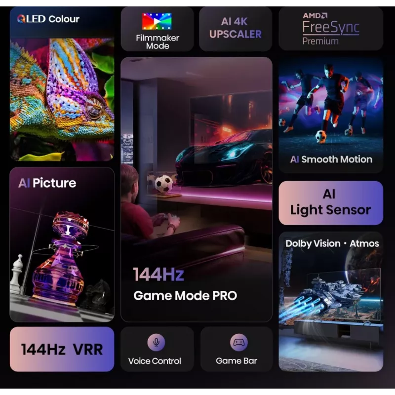Hisense 85E77Q PRO 2.16 m (85 collas) 4K Ultra HD Smart TV Wi-Fi Melns
