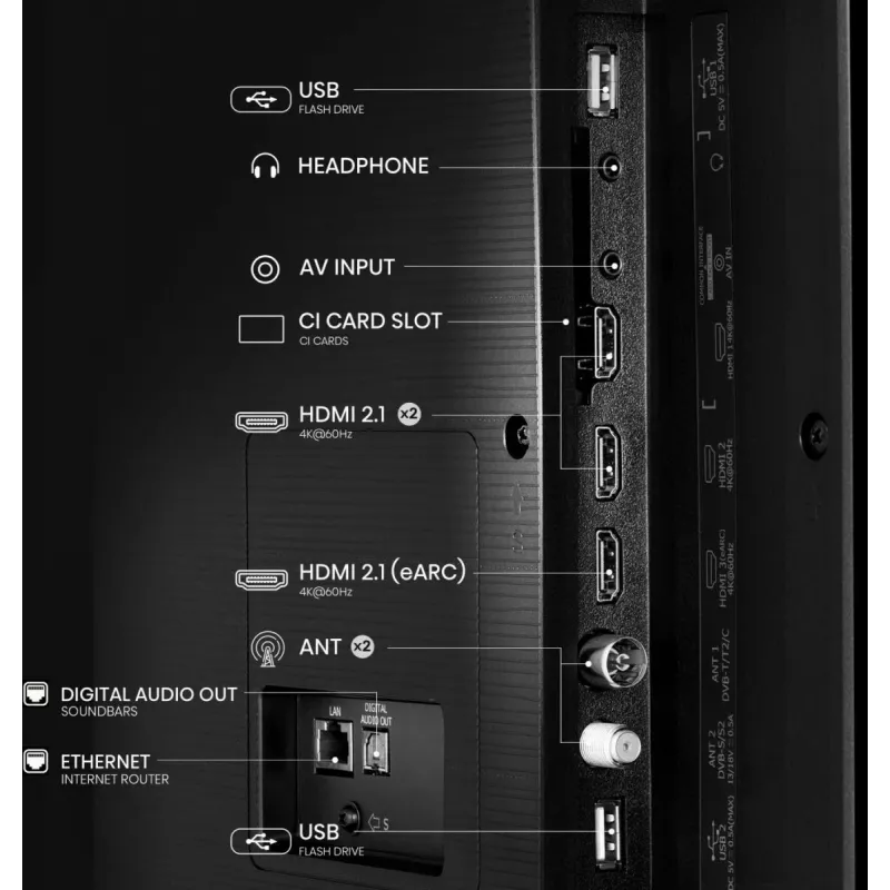 Hisense 85E77Q 2.16 m (85 collas) 4K Ultra HD viedais televizors Wi-Fi melns