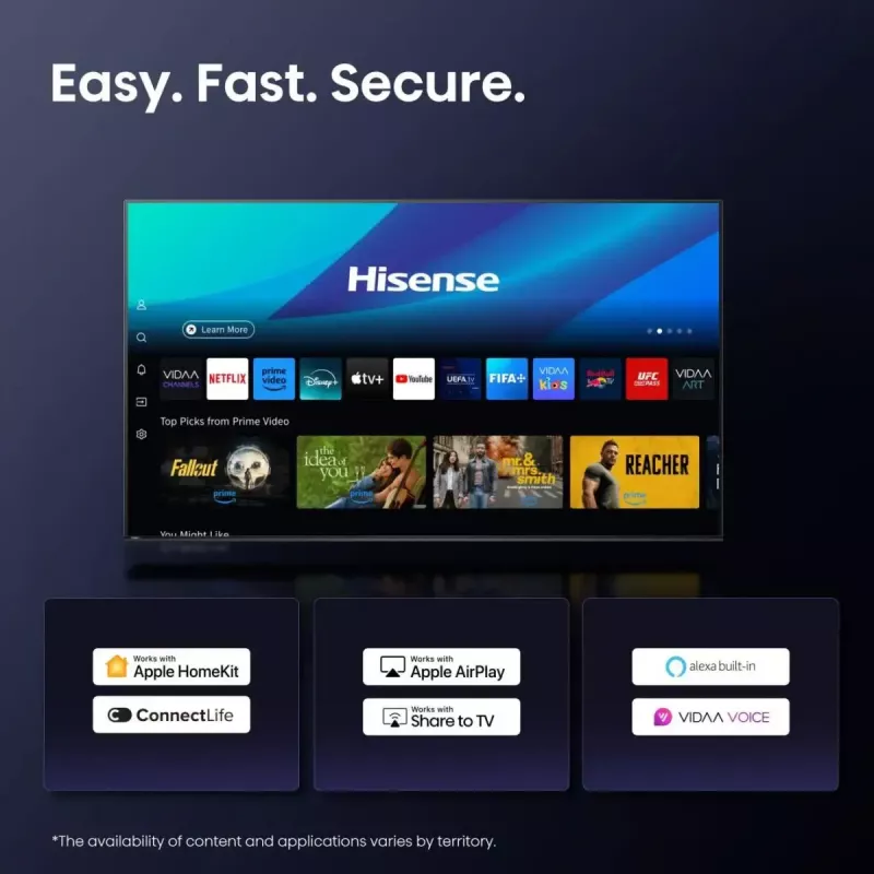 Hisense 100U7Q 2.54 m (100 collas) 4K Ultra HD Smart TV Wi-Fi Melns