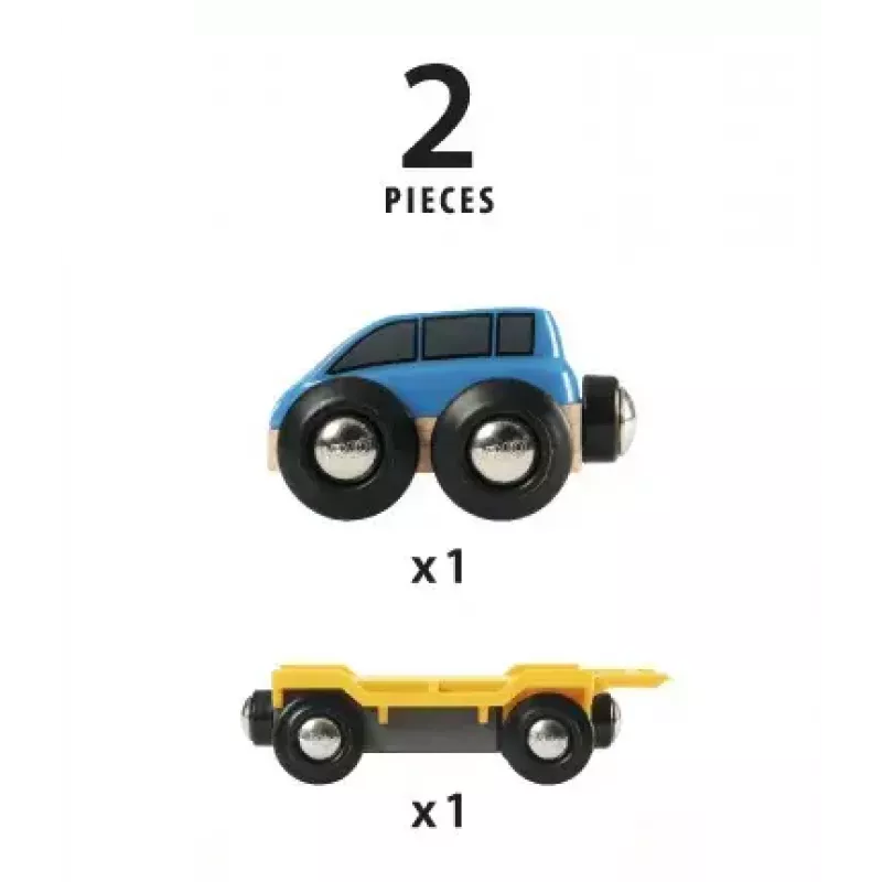 Ravensburger BRIO modeļa dzelzceļa automašīnu transportētājs — 2 gab., melns/zils/dzeltens