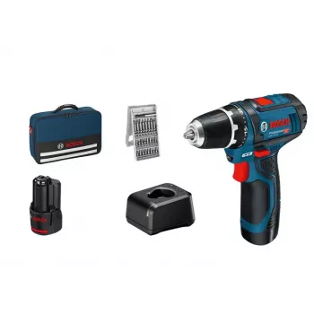 Akumulatora skrūvgriezis Bosch GSR 12V-15 Professional, 1300 RPM, melns, zils