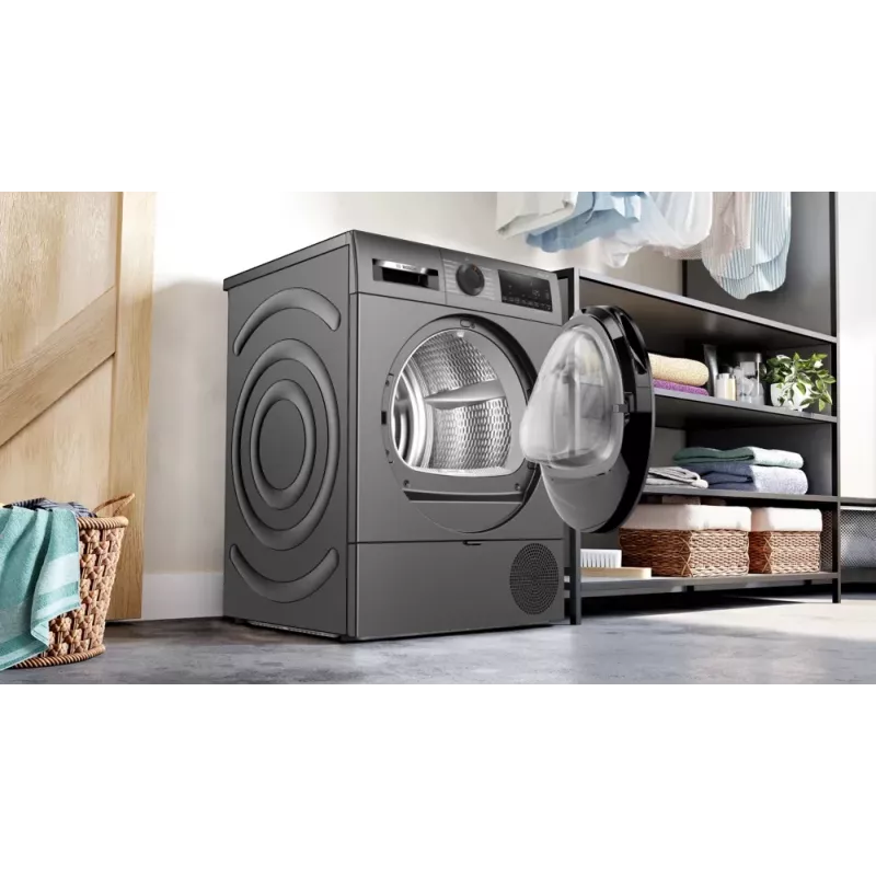 Bosch Serie 6 WQG243DR10 veļas žāvētājs Brīvstāvošs Ielādēšana no priekšas 9 kg Pelēks