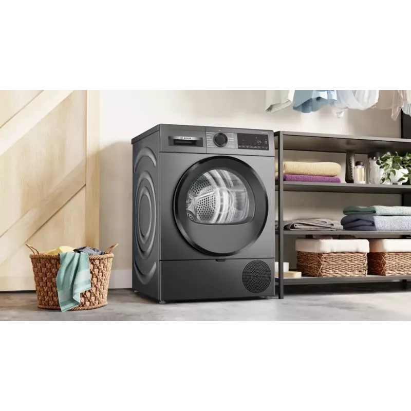 Bosch Serie 6 WQG243DR10 veļas žāvētājs Brīvstāvošs Ielādēšana no priekšas 9 kg Pelēks