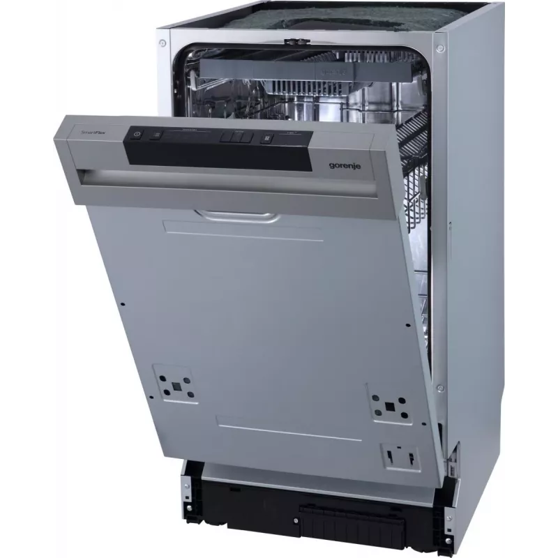 Daļēji iebūvētā trauku mazgājamā mašīna Gorenje GI 561 D 10 S EB — 11 galda piederumu komplekti, Slimline 45 cm, 45 dB, 9 L/ciklā