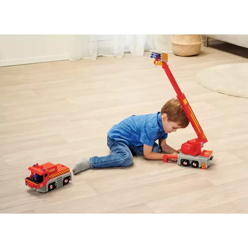 Rotaļu glābšanas celtņa transportlīdzeklis Simba‑Dickie Fireman Sam 2-in-1 (sarkans/dzeltens)