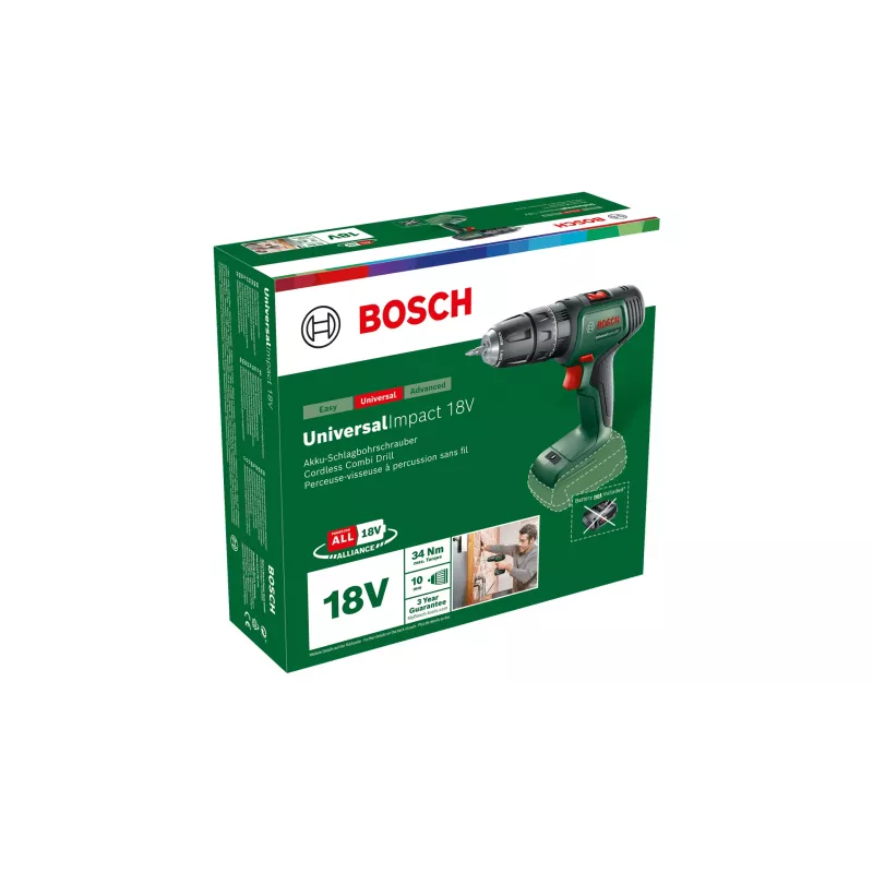 Bosch Universal Impact 18V 1450 RPM Keyless 1.3 kg Melns, zaļa, Red