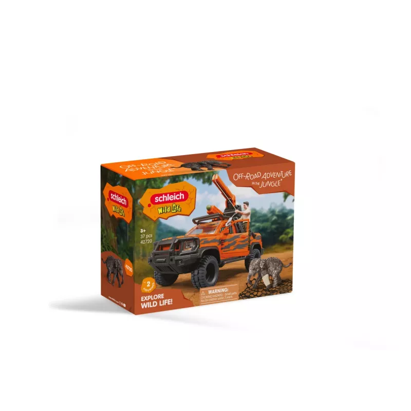 Rotaļu komplekts Schleich Off-Road Adventure in the Jungle — džungļu tēma, plastmasas figūriņas, vecumam no 3 līdz 8 gadiem