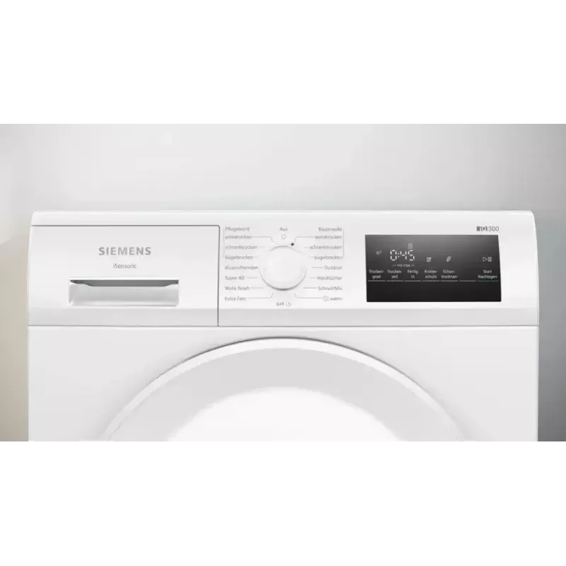 Siemens iQ300 WT43H004 veļas žāvētājs Brīvstāvošs Ielādēšana no priekšas 8 kg Balts