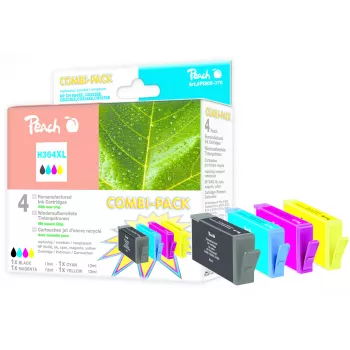 Peach PI300-370 tintes kasetne 4 gab. Augstas (XL) ietilpības melna, ciāna, fuksīna, dzeltena