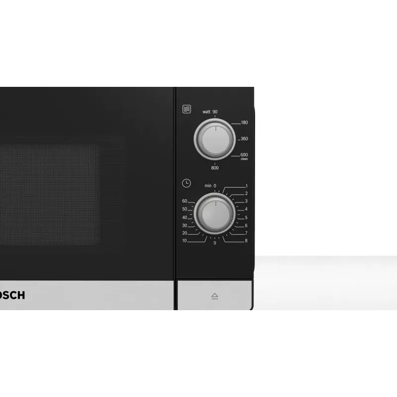 Bosch Serie 2 FFL020MS2 mikroviļņu krāsns Melns, Nerūsējošais tērauds Solo mikroviļņu krāsns Novietojama uz galda 20 L 800 W