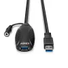 Lindy 10m USB 3.0 Active Extension, 10 m, USB A, USB A, USB 3.2 Gen 1 (3.1 Gen 1), 5 Gbit/s, melns