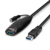 Lindy 10m USB 3.0 Active Extension, 10 m, USB A, USB A, USB 3.2 Gen 1 (3.1 Gen 1), 5 Gbit/s, melns
