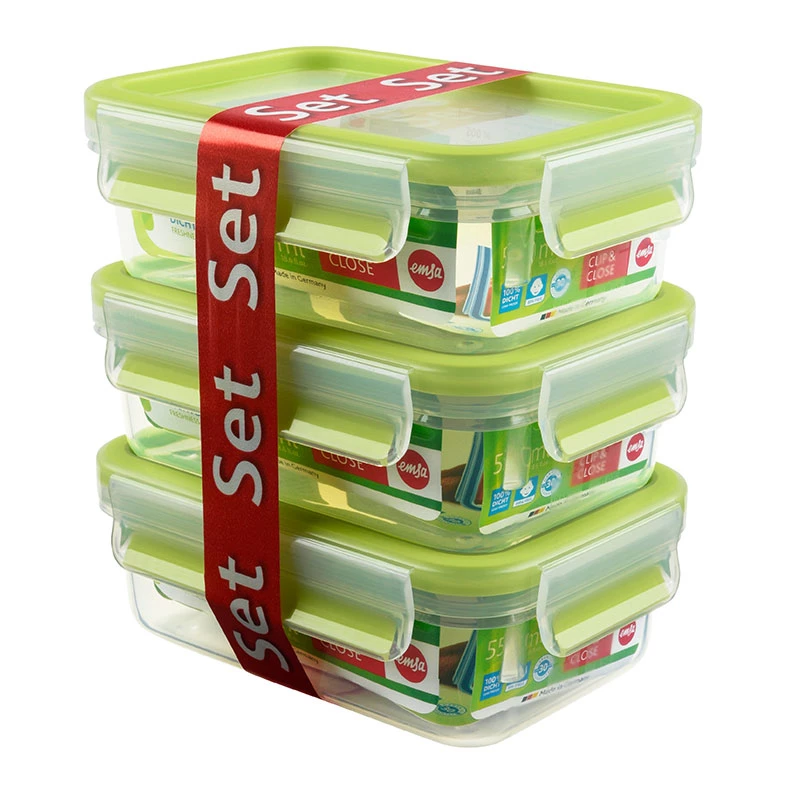 EMSA 508570 pārtikas uzglabāšanas trauks Taisnstūra kastīte 0,55 l Caurspīdīgs 3 gab.