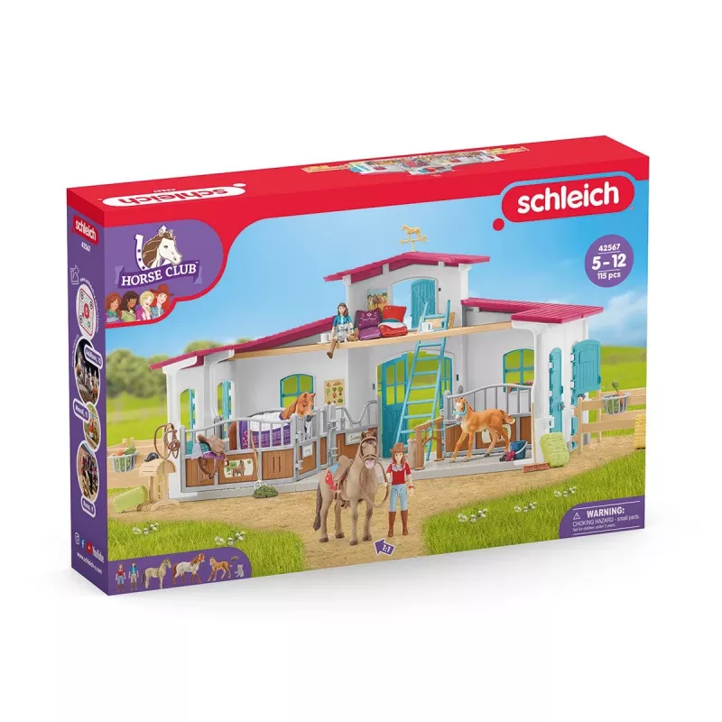 schleich HORSE CLUB Pieezera jāšanas centrs, Ferma, Zirgu stallis, Zirgi, 5 gadi, Daudzkrāsains, Plastmasa