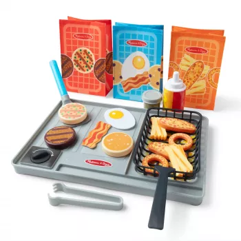Melissa & Doug Flip & Fry Grill rotaļu komplekts ar Water WOW krāsu mainošu rotaļu ēdienu, pirmsskolas rotaļlieta, vecumam no 3 gadiem