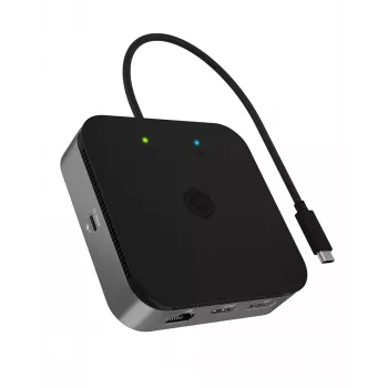 ICY BOX 7-in-1 USB4® DockingStation ar dubulto video izeju, Vadu, USB4, 60 W, 3,5 mm, 10,100,1000 Mbit/s, Antracīta