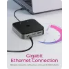 ICY BOX 7-in-1 USB4® DockingStation ar dubulto video izeju, Vadu, USB4, 60 W, 3,5 mm, 10,100,1000 Mbit/s, Antracīta