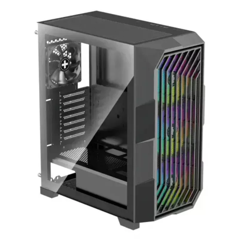 PC Midi Tower korpuss XILENCE Performance A+ BREEZE II — melns, rūdīts stikls, atbalsta ATX/Micro‑ATX/Mini‑ITX, 3x140 mm priekšā, 1x120 mm aizmugurē