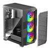 PC Midi Tower korpuss XILENCE Performance A+ BREEZE II — melns, rūdīts stikls, atbalsta ATX/Micro‑ATX/Mini‑ITX, 3x140 mm priekšā, 1x120 mm aizmugurē