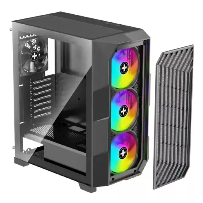 PC Midi Tower korpuss XILENCE Performance A+ BREEZE II — melns, rūdīts stikls, atbalsta ATX/Micro‑ATX/Mini‑ITX, 3x140 mm priekšā, 1x120 mm aizmugurē