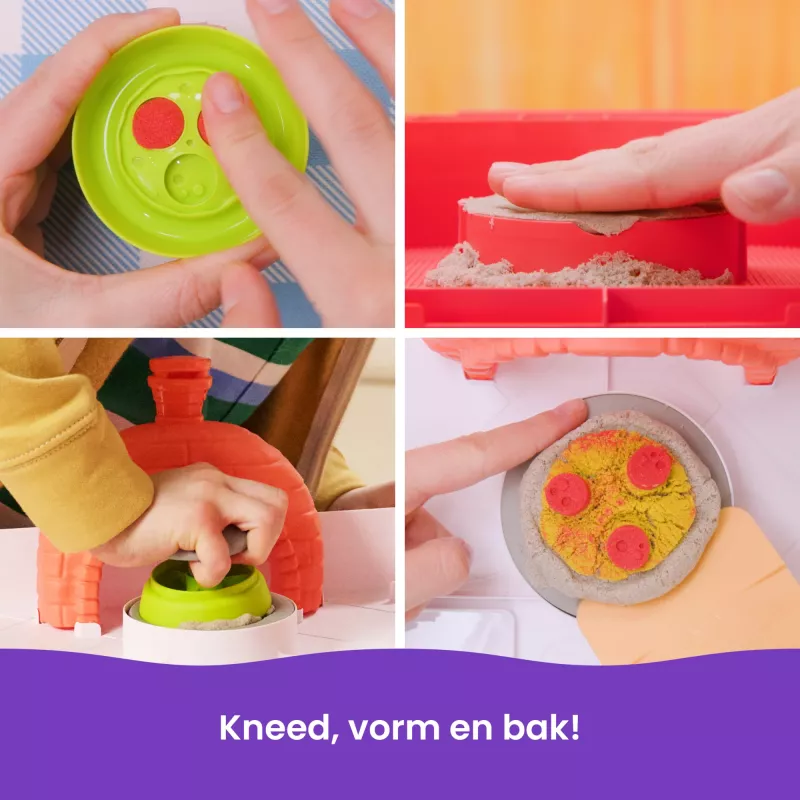 Kinetic Sand, SquishPizza Rising Pizza Oven Playset, radošas Lieldienu dāvanas, ietver 1lb formējamās rotaļu smiltis un 5 rīkus, rotaļlietu pārtikas mākslas un amatniecības komplekts bērniem