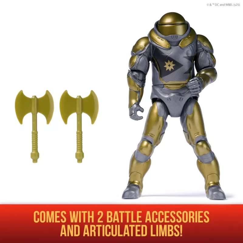 Action Figure Superman Hammer of Boravia 6-inch, filmas stils, ietver 2 aksesuārus, zelta/pelēkā krāsā