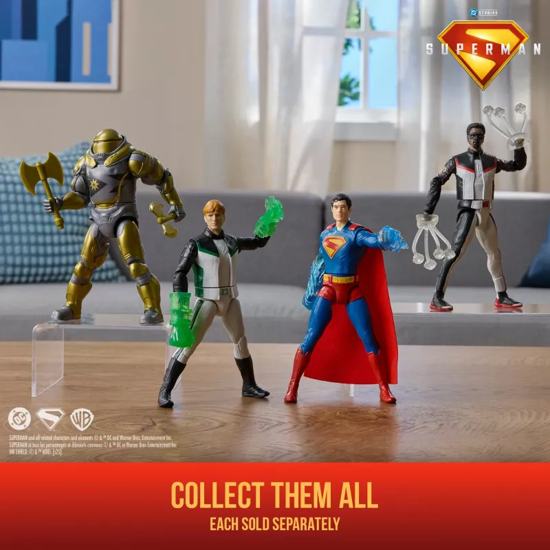 Action Figure Superman Hammer of Boravia 6-inch, filmas stils, ietver 2 aksesuārus, zelta/pelēkā krāsā
