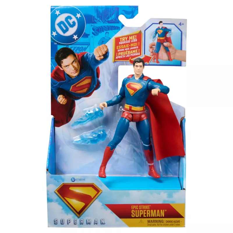 DC Comics, SUPERMAN Epic Strike darbības figūra, 6 collas augsta, autentisks filmas stils, ietver 2 piederumus, rotaļlietas zēniem un meitenēm no 4 gadu vecuma