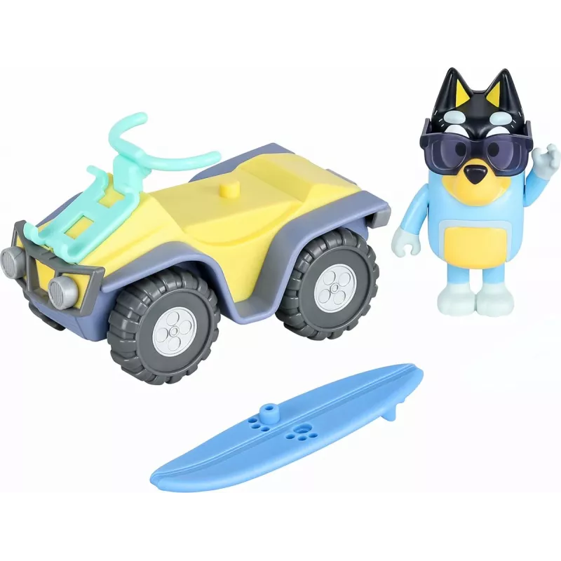 Moose Toys Bluey S9 figūriņas un transportlīdzekļa komplekts Pludmales kvadracikls ar Bandit