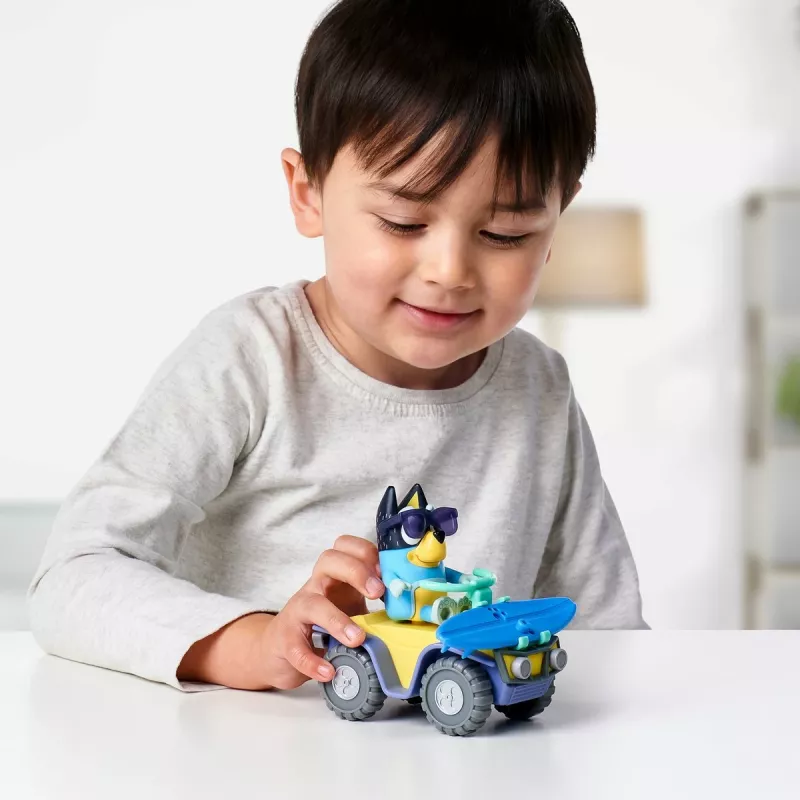Moose Toys Bluey S9 figūriņas un transportlīdzekļa komplekts Pludmales kvadracikls ar Bandit