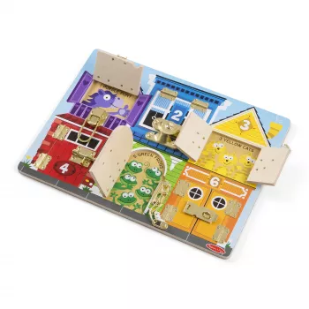 Melissa & Doug MDT MSK Latches Board Display GML, 3 gadi, koka, daudzkrāsains