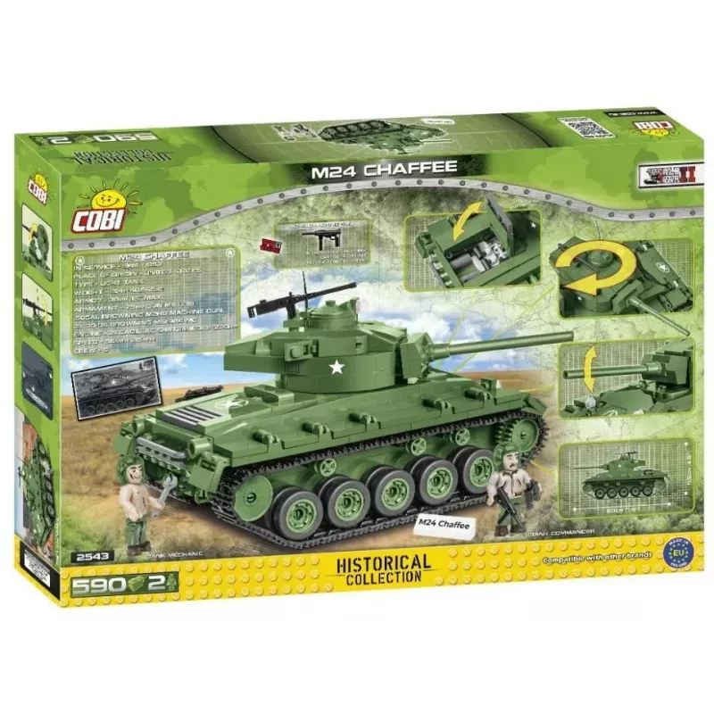 Būvbloku tanks Cobi M24 Chaffee 1:35 mēroga modelis, Cobi-2543