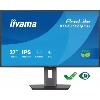 Monitors IIYAMA ProLite XB2792QSU-B1 27” IPS QHD 2560×1440 3 ms 178° VESA augstumā regulējams statīvs USB 3.2 centrmezgls skaļruņi melns enerģijas klase B