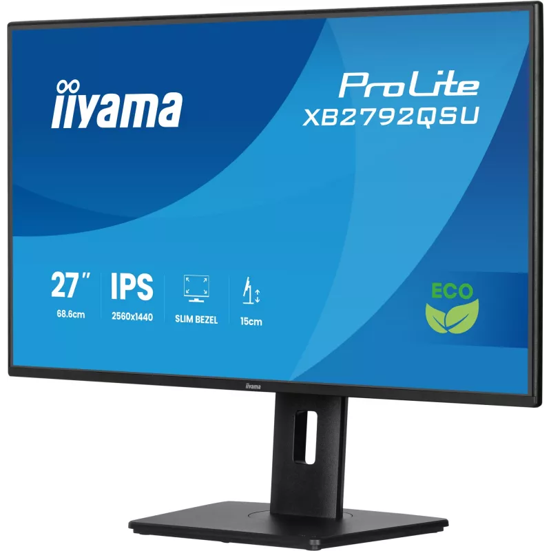 Monitors IIYAMA ProLite XB2792QSU-B1 27” IPS QHD 2560×1440 3 ms 178° VESA augstumā regulējams statīvs USB 3.2 centrmezgls skaļruņi melns enerģijas klase B
