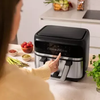 Karstā gaisa fritieris Cecotec Cecofry Dual 9000 9 L 2850 W melns nerūsējošais tērauds