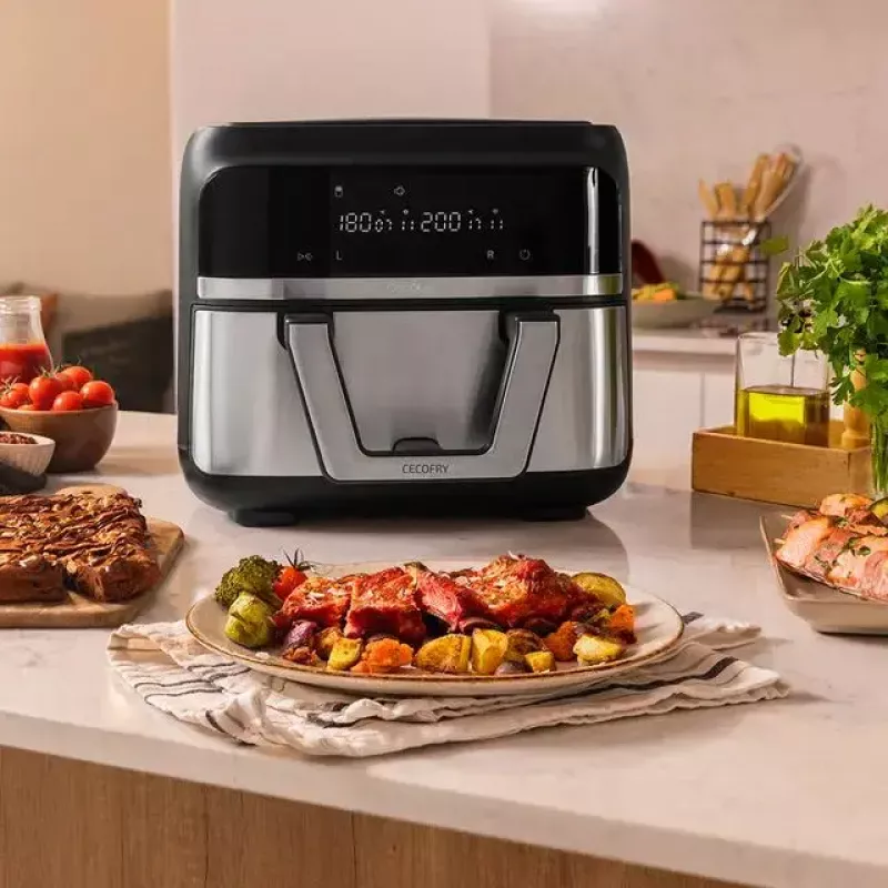 Karstā gaisa fritieris Cecotec Cecofry Dual 9000 9 L 2850 W melns nerūsējošais tērauds