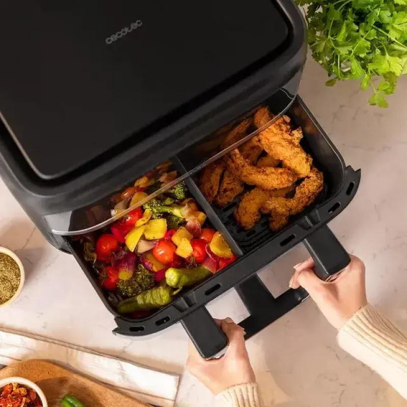 Karstā gaisa fritieris Cecotec Cecofry Dual 9000 9 L 2850 W melns nerūsējošais tērauds