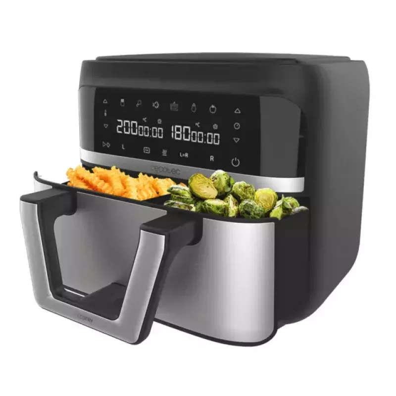 Karstā gaisa fritieris Cecotec Cecofry Dual 9000 9 L 2850 W melns nerūsējošais tērauds