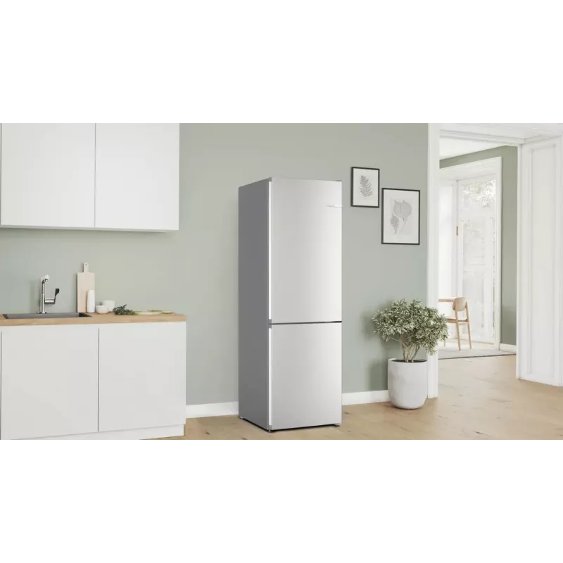 Bosch Serie 4 KGN362LAF ledusskapis ar saldētavu Brīvstāvošs 321 L Metālisks