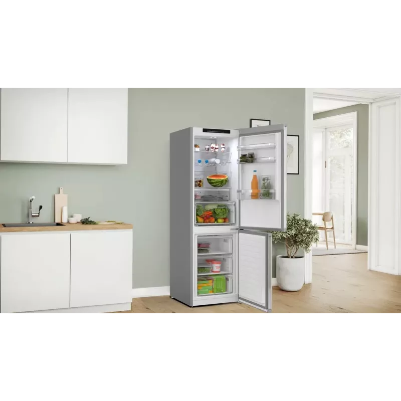Bosch Serie 4 KGN362LAF ledusskapis ar saldētavu Brīvstāvošs 321 L Metālisks