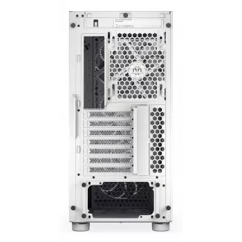 PC Midi Tower korpuss ENDORFY ARX 500 ARGB balta — rūdīts stikls, atbalsta ATX/Micro-ATX/Mini-ITX, 3x140mm priekšā + 1x140mm aizmugurē, 1×3,5 collu + 6×2,5 collu nodalījumi